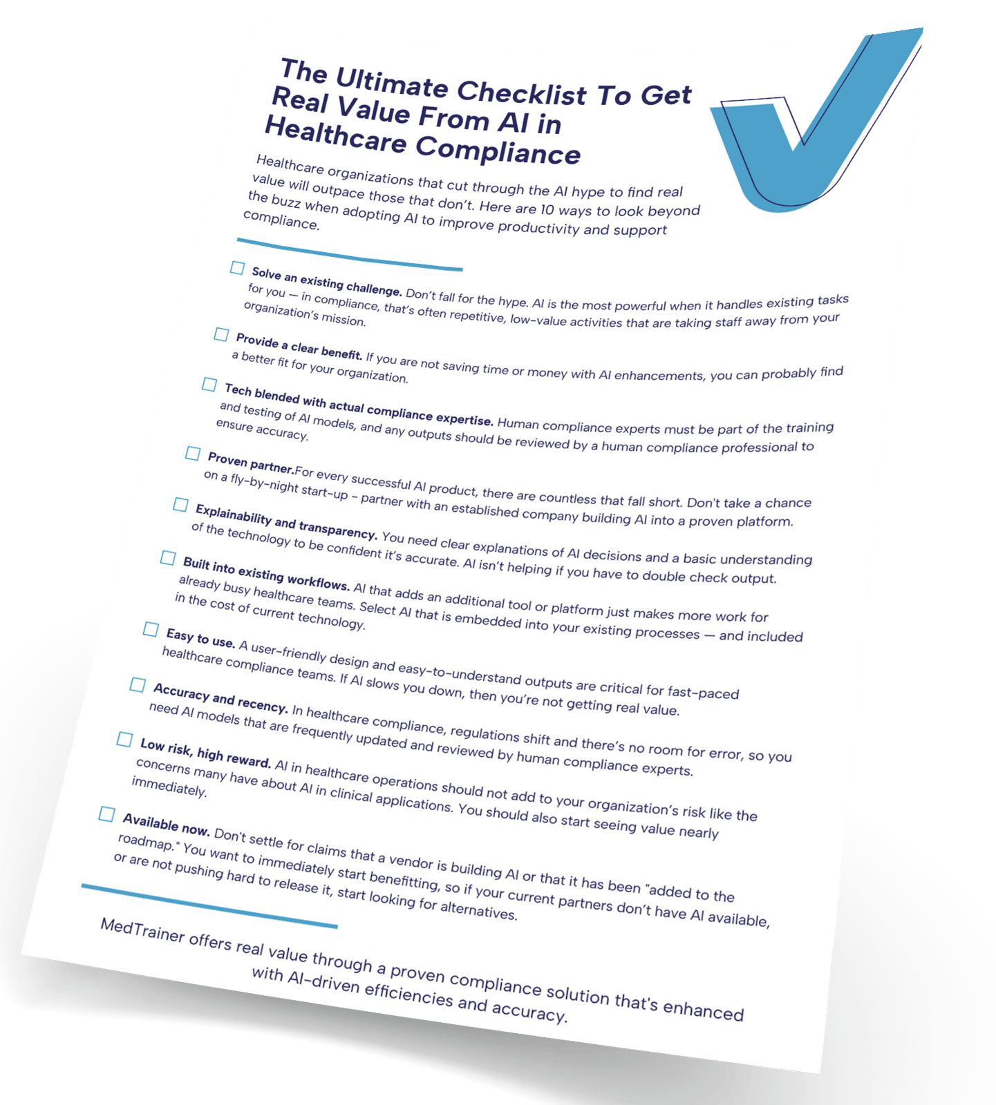 Checklist Getting Real Value From AI